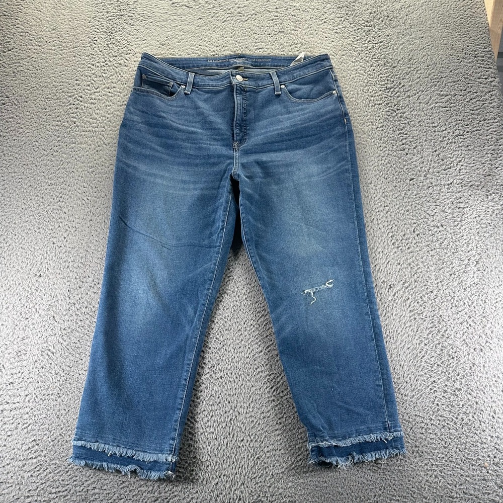 Chico's So Slimming Jeans Women 14 Blue Cotton Denim Cropped Girlfriend Slim Fit